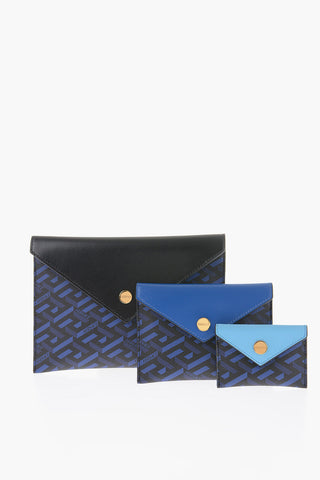 Faux Leather LA GRECA Motif 3 Pairs of Pouch Set