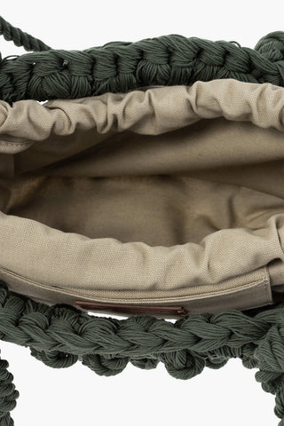 Solid Color Bag with Braided Design and Removable Inner Pouch