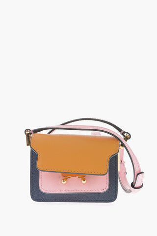 Saffiano Leather TRUNK Crossbody Bag with 3 Internal Compartments