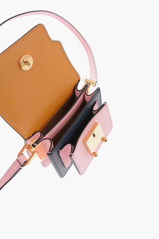 Saffiano Leather TRUNK Crossbody Bag with 3 Internal Compartments