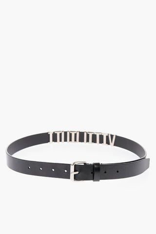 Leather Belt with Logo-mobile metal Plaque 30mm