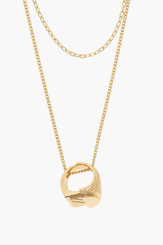Gold-Tone Silver Necklace with Ring Pendant