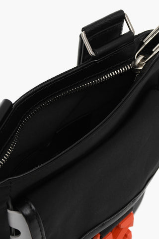 Solid Color Crossbody Bag with Leather Trims