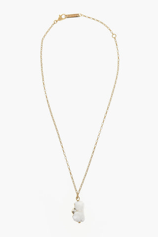 Gold-Tone Brass Necklace with Pearl Charm