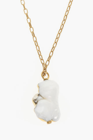 Gold-Tone Brass Necklace with Pearl Charm