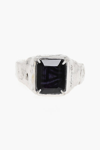 Square Cut Brass Single Earring with Central Stone