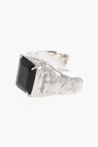 Square Cut Brass Single Earring with Central Stone