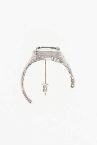 Square Cut Brass Single Earring with Central Stone