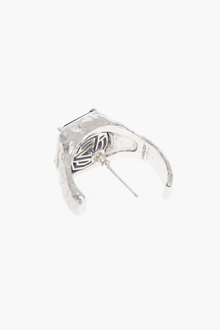 Square Cut Brass Single Earring with Central Stone