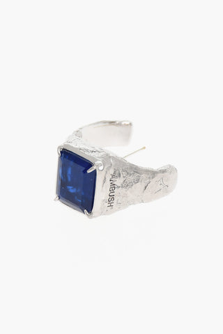 Square Cut Brass Single Earring with Central Stone