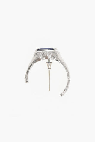 Square Cut Brass Single Earring with Central Stone