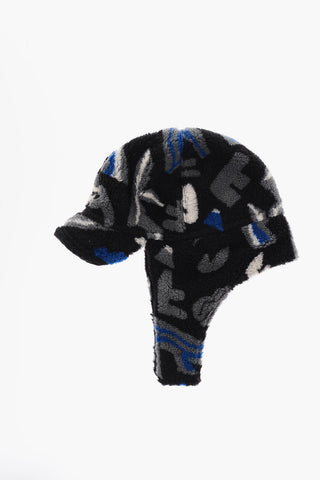 Wool Trapper Hat with All-Over Logo Embroidery 