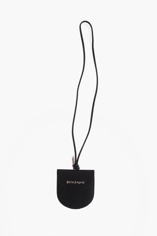Leather Neck Pouch with Silver-Tone Logo