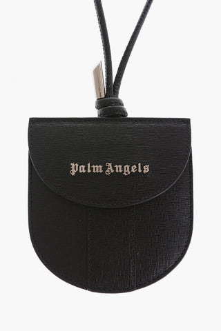 Leather Neck Pouch with Silver-Tone Logo
