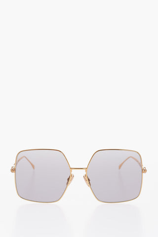 Overzied Sunglasses with Square Lenses and Golden Frame