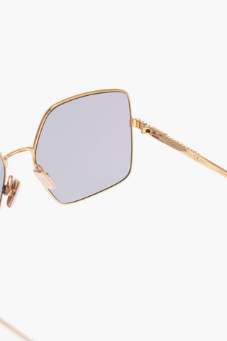 Overzied Sunglasses with Square Lenses and Golden Frame