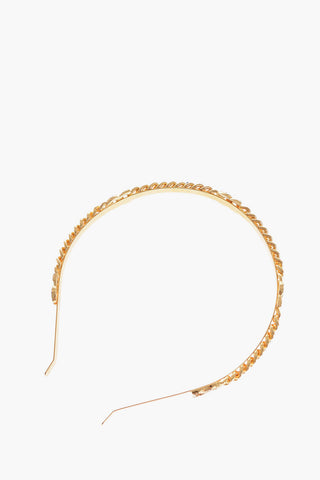 Golden Metal Hairband with Rhinestone Logo