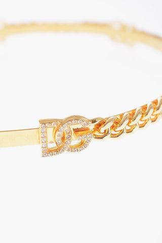 Golden Metal Hairband with Rhinestone Logo