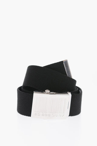 Fabric Belt with Silver Tone Buckle and Engraved Barcode 40mm