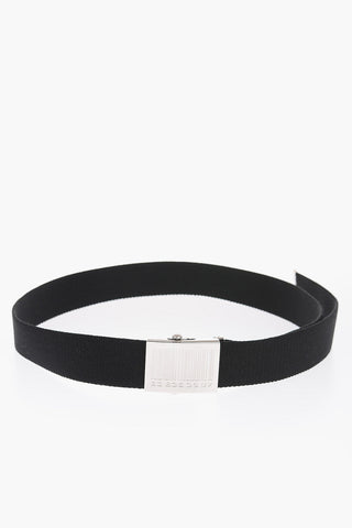 Fabric Belt with Silver Tone Buckle and Engraved Barcode 40mm