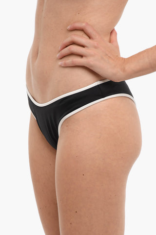 Stretch Fabric Bikini Bottom with Contrasting Edges
