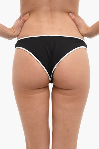 Stretch Fabric Bikini Bottom with Contrasting Edges