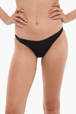 Bikini Slip A Forma di V In Tinta Unita