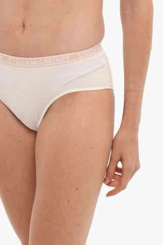 Stretch Cotton Briefs with Logoed Elastic Band