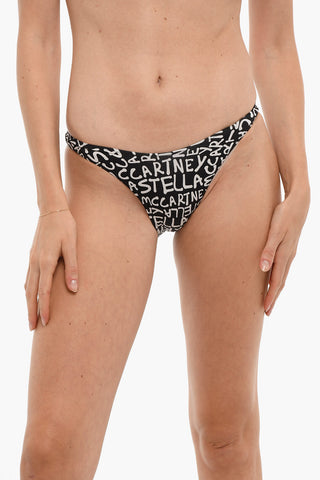 Two Tone Bikini Bottom with Logo Graffiti Print