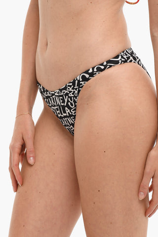 Two Tone Bikini Bottom with Logo Graffiti Print