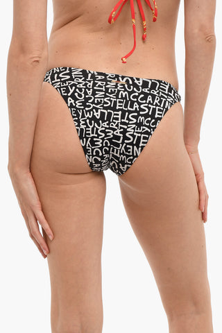 Two Tone Bikini Bottom with Logo Graffiti Print