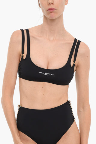 Bikini Top in Tinta Unita con Stampa Logo