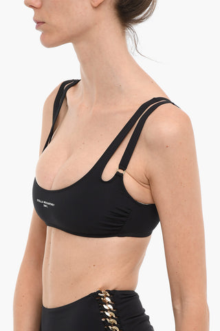 Bikini Top in Tinta Unita con Stampa Logo