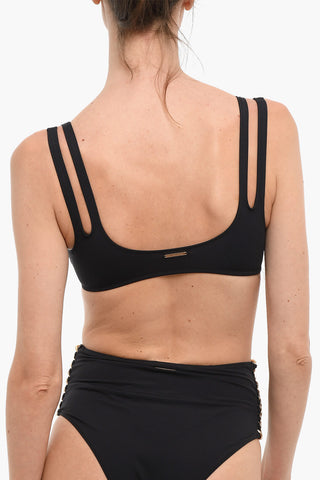 Bikini Top in Tinta Unita con Stampa Logo