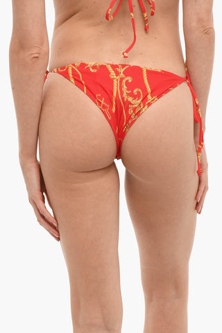 Baroque Motif Bikini Bottom with Side Tie