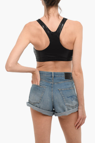 Top Crop in Tessuto Stretch Lucido