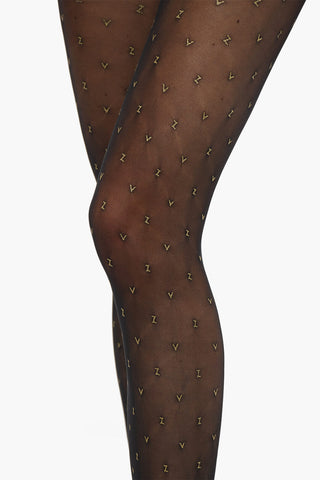 FOGAL tights with golden glitter letters