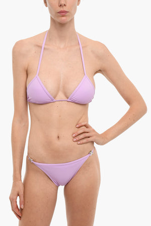 Solid-Color Triangle Bikini with Micro Buckles