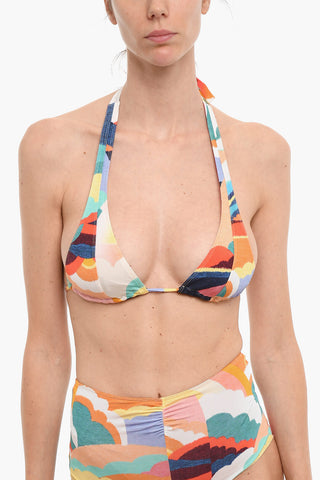 Top Bikini a Triangolo in Tessuto Stretch