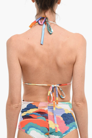 Top Bikini a Triangolo in Tessuto Stretch