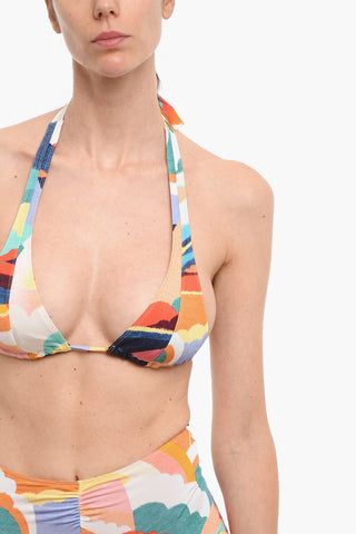 Top Bikini a Triangolo in Tessuto Stretch