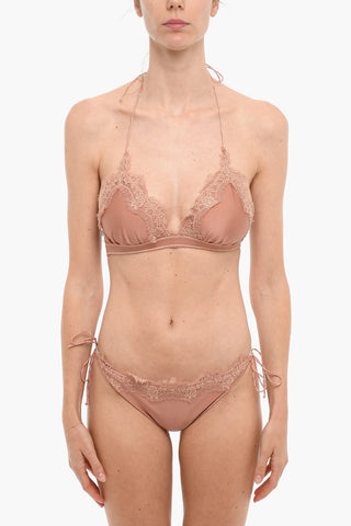 Bikini a Triangolo con Rifiniture in Pizzo
