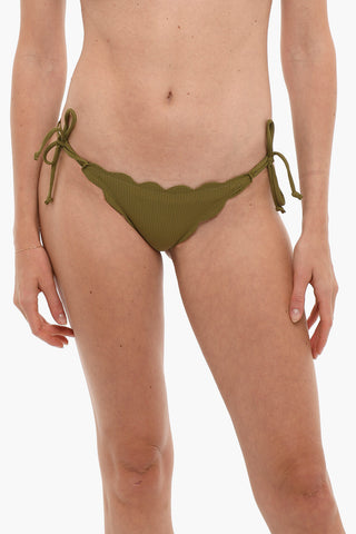 Slip Bikini MOTT in Tinta Unita con Bordo Smerlato e Laccetti Laterali