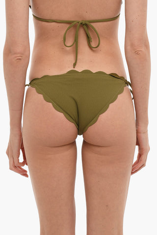 Slip Bikini MOTT in Tinta Unita con Bordo Smerlato e Laccetti Laterali