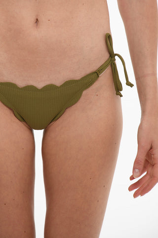Slip Bikini MOTT in Tinta Unita con Bordo Smerlato e Laccetti Laterali