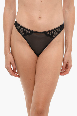 See-Through Thong with Embroidered Details