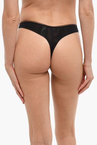 See-Through Thong with Embroidered Details