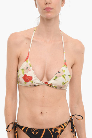 Top Bikini a Triangolo in Stampa Floreale