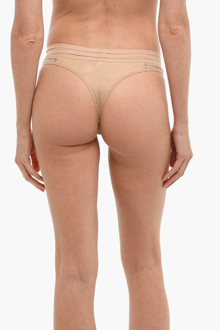 Solid Color Brazilian Briefs with See-Through Inserts