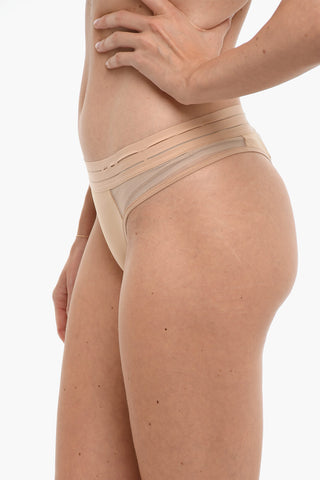Solid Color Brazilian Briefs with See-Through Inserts